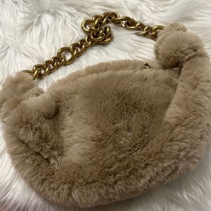 New Zara faux shearling taupe fur bag